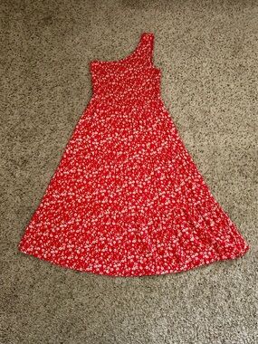 Zcsia Women’s One-Shoulder Floral Smocked Midi Dress - Size L